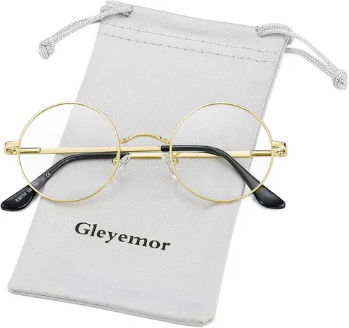 Vista 2 de Gleyemor John Lennon - Lentes de sol polarizados pequeños y redondos para hombres y mujeres, círculos hippie, lentes rojos y amarillos