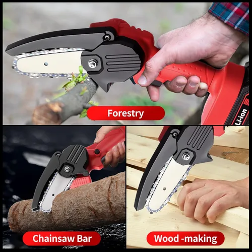 Vista 7 de Wood Ranger - Mini motosierra eléctrica de 4 pulgadas, motosierra eléctrica portátil inalámbrica para patio, hogar y jardín, corte de madera, poda