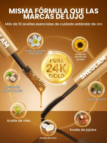Vista 5 de SHEGLAM Máscara de pestañas todo en uno de 24k con volumen multiefecto de larga duración
