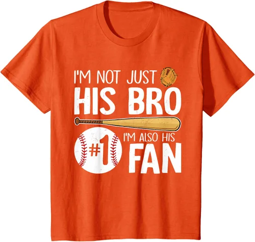 Vista 39 de Camiseta Baseball Brother I'm Not Just His Bro I'm His Number One Fan, Negro