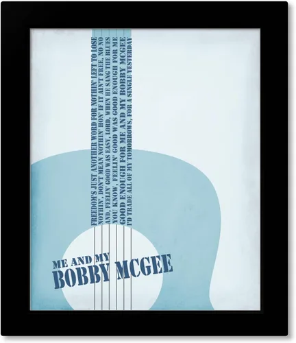 Vista 5 de Yo y Bobby McGee Song - Rock Blues Music Room Decor Lyric Art Print