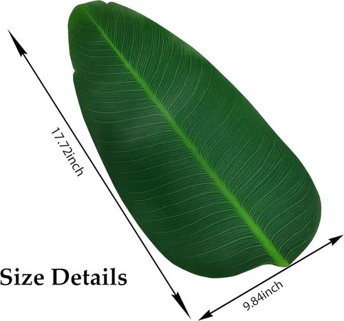 Vista 2 de SWR Hojas de plátano, manteles individuales de hojas, 10 piezas de hojas de plátano artificiales para fiesta hawaiana, aventura en la selva