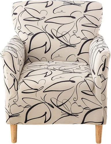 Vista 38 de CRFATOP - Funda elástica para sillón de mediados de siglo moderno de 1 pieza, fundas de silla de acento de jacquard con brazos, fundas de silla