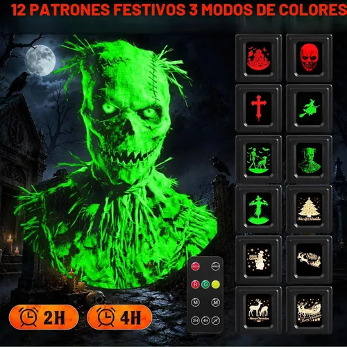 Vista 7 de Luces de proyector de Halloween 12 en 1, luz de proyección dinámica
