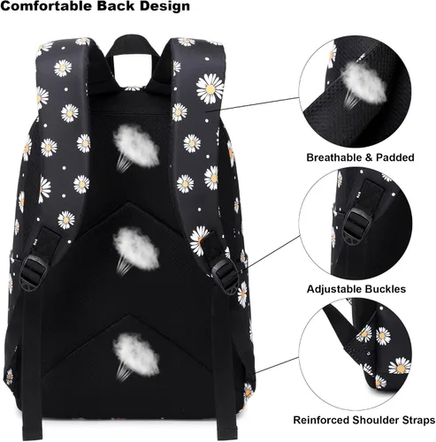 Vista 4 de Kouxunt Mochila escolar para niñas y mujeres, bolsas escolares, mochilas para computadora portátil, mochilas para niños, adolescentes y adultos