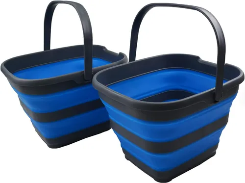 Vista 11 de SAMMART Cesta rectangular plegable de 10 litros (2.6 galones) (gris/negro (juego de 2))
