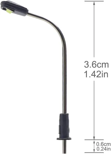 Vista 6 de LQS05 10 unids modelo tren ferrocarril lámpara poste 1.4 in o 1.42 pulgadas luz de calle brillante blanco frío N Z escala LED nuevo