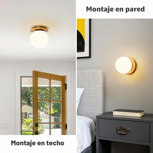 Vista 5 de Aplique de Pared Moderno de Latón con Forma de Globo: Lámpara de Pared Montada en Interiores Moderna de Mediados de Siglo Dorada de 6" - Pequeños