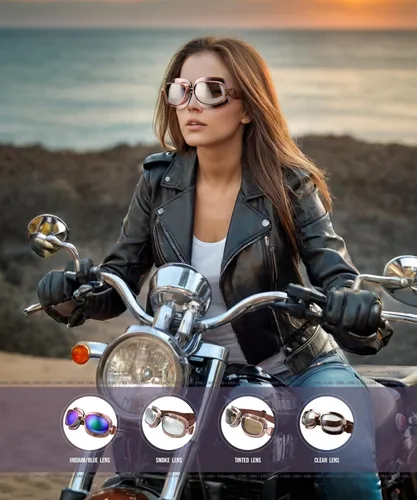 Vista 6 de Gafas CRG Sports estilo clásico de piloto de aviación para motocicleta crucero, tipo scooter T04 T04ST