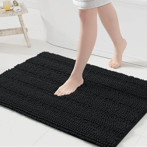 Vista 258 de Grandaily Alfombras de baño de felpilla a rayas de 24 x 16 pulgadas, extra gruesas y suaves, absorbentes, parte trasera de goma, alfombra de ducha