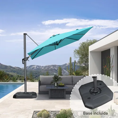 Vista 525 de PURPLE LEAF Paraguas al aire libre con base 8' x 8' protección solar verde Manzana Verde (Apple Green)