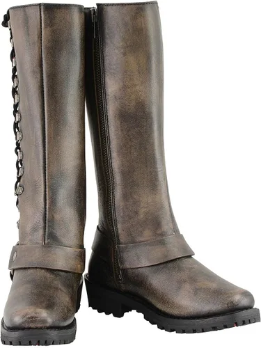 Vista 4 de Botas de piel con arnés y cordones completos, clásicas para mujer de Milwaukee Leather.