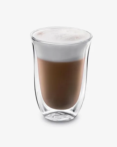 Vista 3 de De'Longhi Juego de 2 vasos térmicos de doble pared para café con leche, 2 unidades (Paquete de 1), transparente, 330 mililitros
