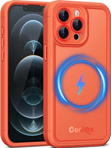 Vista 34 de COOLQO Funda magnética para iPhone 12 Pro, de doble capa, mate, resistente a los arañazos, negra