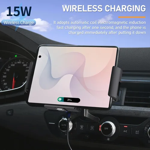 Vista 2 de Soporte inalámbrico para cargador de coche para iPhone Duo Samsung Z Fold