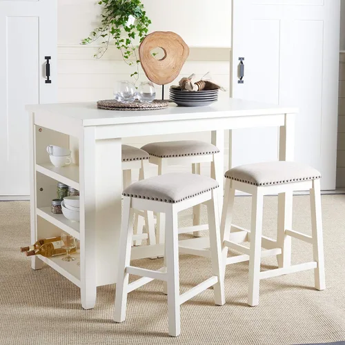 Vista 2 de SAFAVIEH Home Collection Aero - Taburete blanco para mostrador de 25 pulgadas (juego de 2)