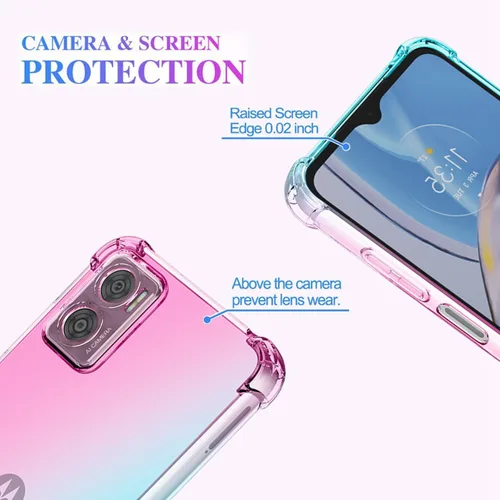 Vista 3 de Funda para Motorola E22, funda para Moto E22i, funda transparente para teléfono con degradado, delgada, antiarañazos, flexible, TPU, funda