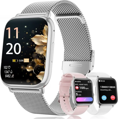 Vista 9 de Relojes inteligentes para mujer, contestar/hacer llamadas, reloj de seguimiento de actividad física de 1.83 pulgadas con monitor de frecuencia Negro