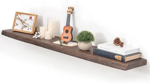 Vista 46 de Estantes flotantes para decoración de pared, estantes rústicos de madera recuperada de 24 x 8 pulgadas, estantes de montaje en pared resistentes