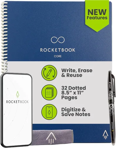 Vista 26 de Rocketbook Core - Cuaderno de espiral reutilizable, tamaño ejecutivo de 6 x 8.8 pulgadas, color negro, páginas punteadas, conectadas a