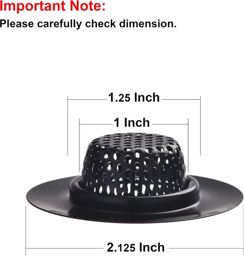 Vista 2 de Paquete de 2 - 2.25" Superior / 1" Cesta - Colador de Fregadero Negro para Baño, Utilidad, Fregadero de Servicio, Lavandería, Autocaravana y Lavabo