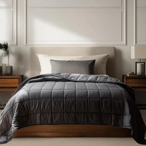 Vista 12 de HomeSmart - Manta con peso tamaño King de 20 libras, suave, gruesa, pesada, se adapta a camas estándar y California King, color negro