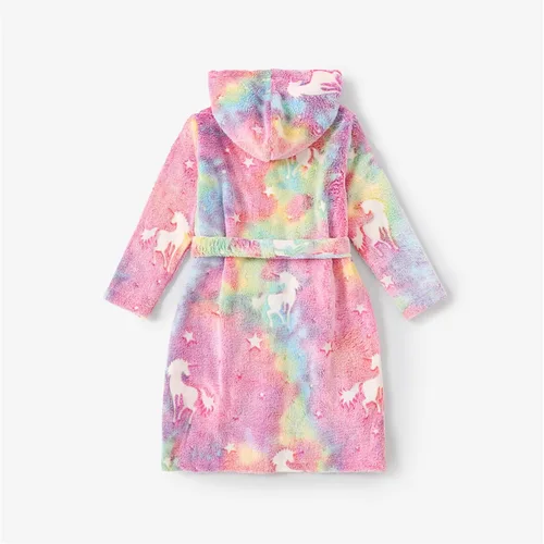 Vista 2 de PATPAT Bata de baño de forro polar suave, regalos para niñas, ropa de dormir con bolsillos de 2 a 14 años