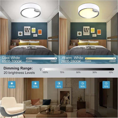 Vista 3 de Lightess Luces de techo LED con sensor de movimiento, funciona con pilas, moderna luz regulable con control remoto, para dormitorio, baño, armario