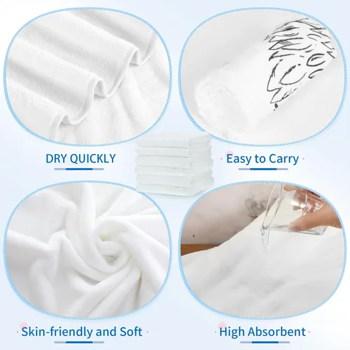 Vista 4 de Preboun 6 Piezas Mantas de Tiro de Sublimación Gruesas de Felpa Suave Mullidas Manta Blanca en Blanco para Bricolaje Fotos de Sublimación