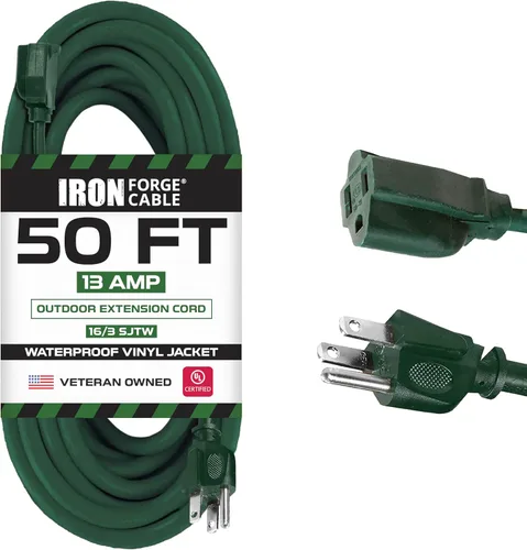 Vista 9 de Iron Forge Cable Cable de extensión resistente a la intemperie de 6 pies para exteriores – 16/3 SJTW resistente cable de extensión verde de 3
