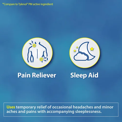 Vista 6 de HealthA2Z® Alivio del Dolor Extra Fuerte PM Acetaminofén 500mg Difenhidramina 25mg Analgésico y Ayuda para Dormir Nocturna (150 Tabletas)
