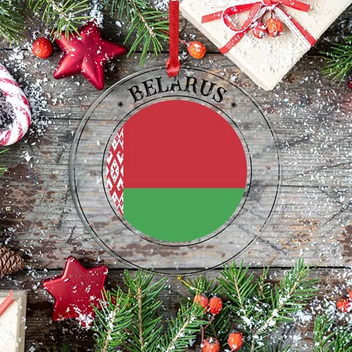 Vista 7 de Bandera de Bielorrusia, adornos decorativos para colgar, bandera nacional de Bielorrusia, decoración de árbol de Navidad, recuerdo navideño, adorno