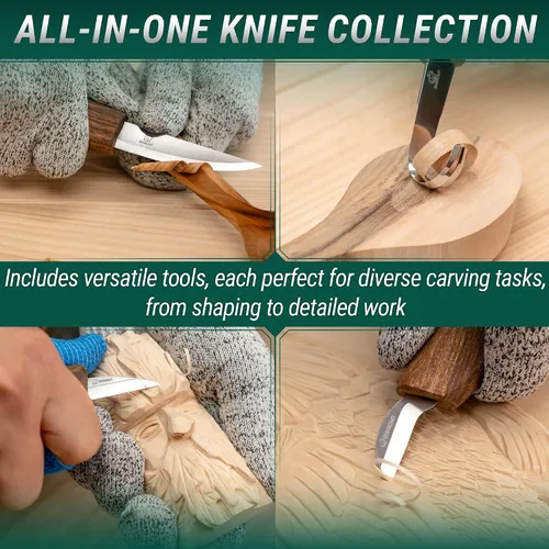 Vista 4 de BeaverCraft Kit de tallado de madera grande Deluxe S18X - Juego de cuchillos de corte y bloques de tallado de tilo BW18 piezas de madera blanda