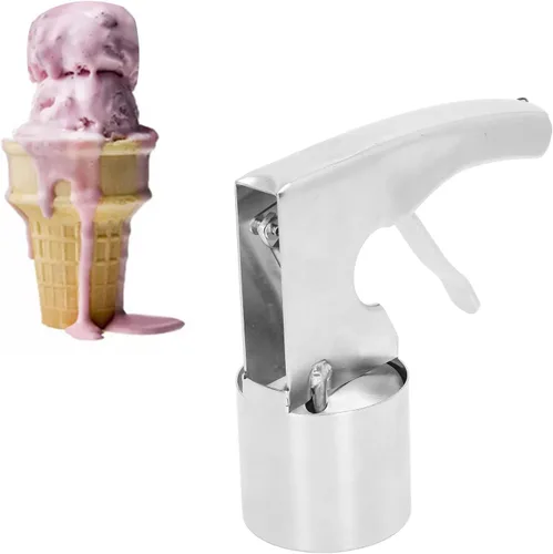 Vista 2 de Cuchara de helado de acero inoxidable con gatillo, cuchara, cuchara de helado con gatillo, cuchara para excavadora de helado para bodas, cumpleaños
