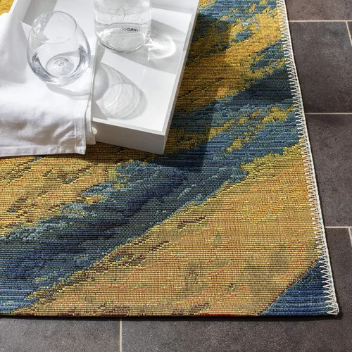 Vista 6 de SAFAVIEH Barbados Collection - Alfombra de pasillo, 2 pies 8 pulgadas x 8 pies, diseño de ondas tropicales, no desprende pelusa y de fácil cuidado