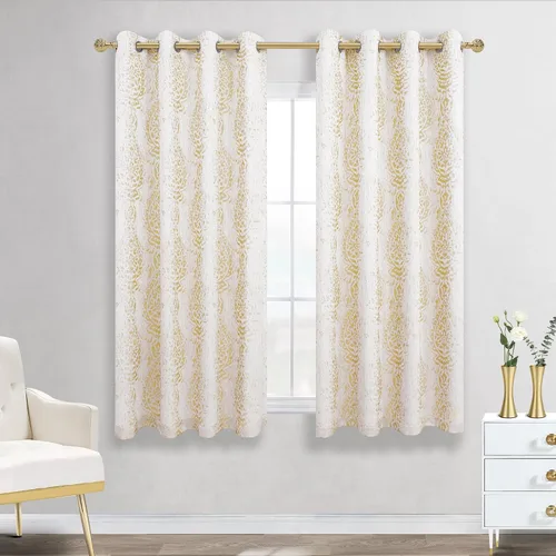 Vista 20 de Mrs.Naturall - Cortinas de 132 x 114 cm con patrón damasco en color negro, para sala de estar