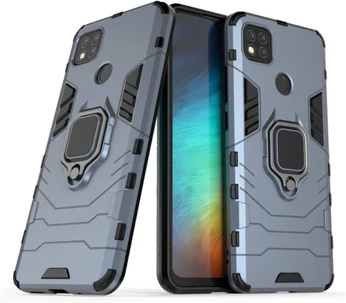 Vista 8 de Compatible con Xiaomi Mi Redmi 9C, Redmi 10A, anillo de metal agarre Kickstand parachoques duro a prueba de golpes