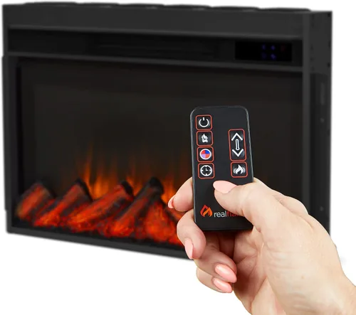 Vista 9 de Real Flame Crawford - Chimenea eléctrica delgada de 48 pulgadas para interior con repisa para sala de estar o dormitorio, calentador reemplazable