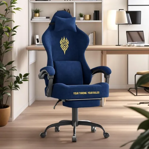 Vista 11 de Soontrans Sillas de tela de terciopelo para juegos con reposapiés, silla ergonómica para videojuegos para adultos, sillas reclinables de escritorio