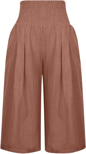 Vista 3 de Pantalones cortos largos para mujer, por debajo de la rodilla, talla grande, casual, de verano, ajuste holgado, pantalones cortos largos con cintura