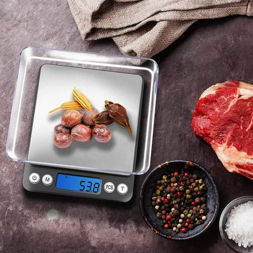 Vista 7 de Fuzion - Báscula digital de cocina de 105.82 oz, gramo y onza 0.1g Accuracy, 6 Modes, 2 Trays Included, LCD Display, Tare, Piece Counting, For