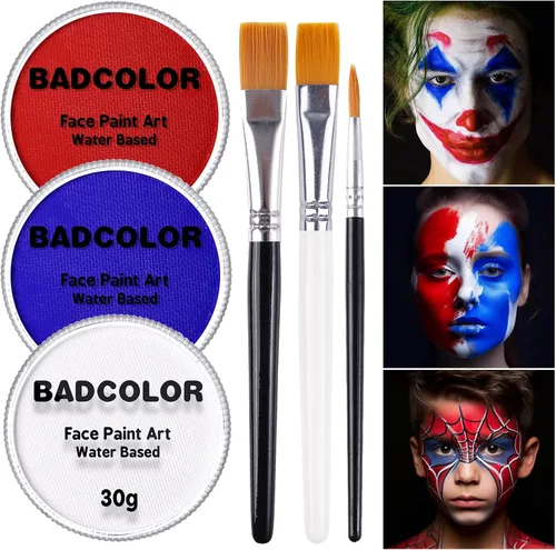 Vista 16 de Juego de pintura facial de camuflaje negro verde marrón con pinceles, kit de pintura facial a base de agua para camuflaje militar, caza y paintball
