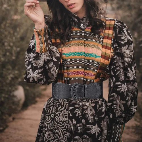 Vista 7 de Valleycomfy Cinturón ancho elástico de 3 piezas para mujer, cinturón de vestir elástico de piel sintética, cinturón ancho vintage