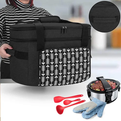 Vista 2 de Yarwo Bolsa de viaje para olla de cocción lenta mejorada 2026 con tabla inferior compatible con Crock-Pot y Hamilton Beach de 6, 7, 8 cuartos