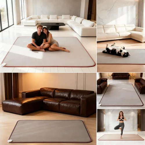 Vista 8 de Heated Floor Rug, Waterproof Heated Floor Mat, Electric Heated Area Rug, Large Heated Area Rugs, Indoor Floor Heater, Timer Fast Heating Adjustment