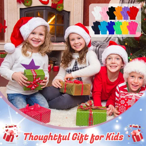 Vista 6 de Handepo Guantes para niños a granel de invierno de punto colorido elástico dedo completo guantes cálidos para personas sin hogar regalos de fiesta