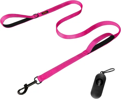 Vista 11 de Correa resistente para perros con 2 asas - Correa reflectante anti-tracción de 6 pies para perros grandes, asa acolchada de tráfico para control