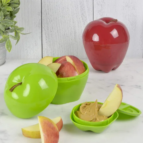 Vista 2 de Hutzler set contenedor de botana con forma de apio, listo para llevar, Hutzler Manzana y dip para llevar, verde, Verde