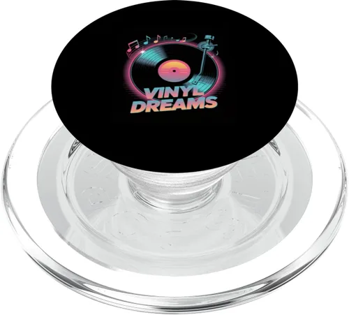 Vista 8 de Vinyl Dreams - Tocadiscos retro, vibraciones musicales, PopSockets, adhesivo PopGrip