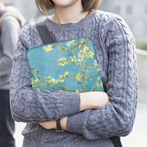 Vista 7 de MoKo 9-11 pulgadas Tablet Sleeve Bag Acolchado Protetivo Estuche de flor (Apricot flower)